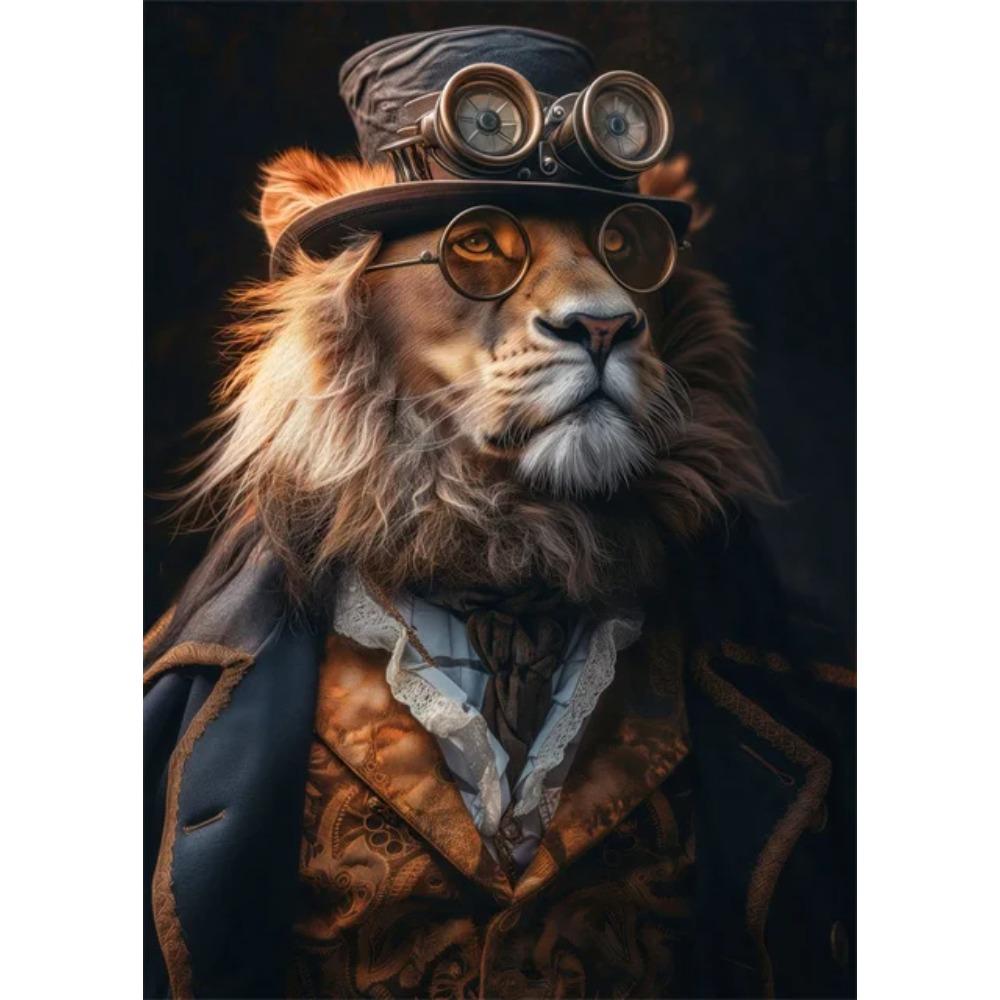 Steampunk Animals Royal Cat Sheep Dog Squirrel Rhino Posters Canvas Print Art Paintings Cuadros Wall Art for Living Room Decor