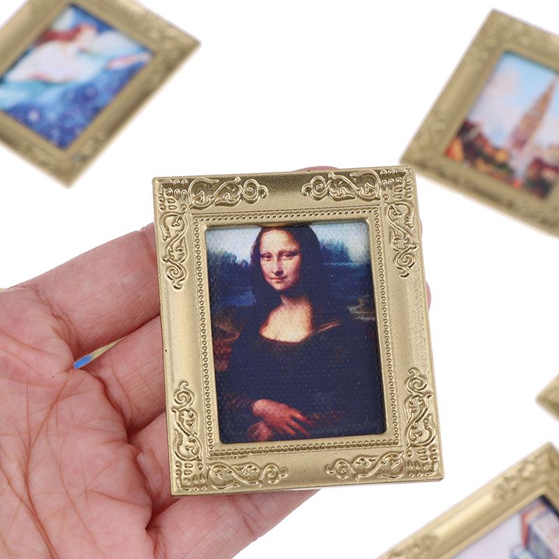 1:12 Dollhouse Miniature Frame Oil Painting Diy Doll House Accessories Decor