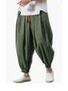 Men's 2025 All-Season Plus Size Cotton Linen Harem Pants with Elastic Ankles - Retro Chinese Style