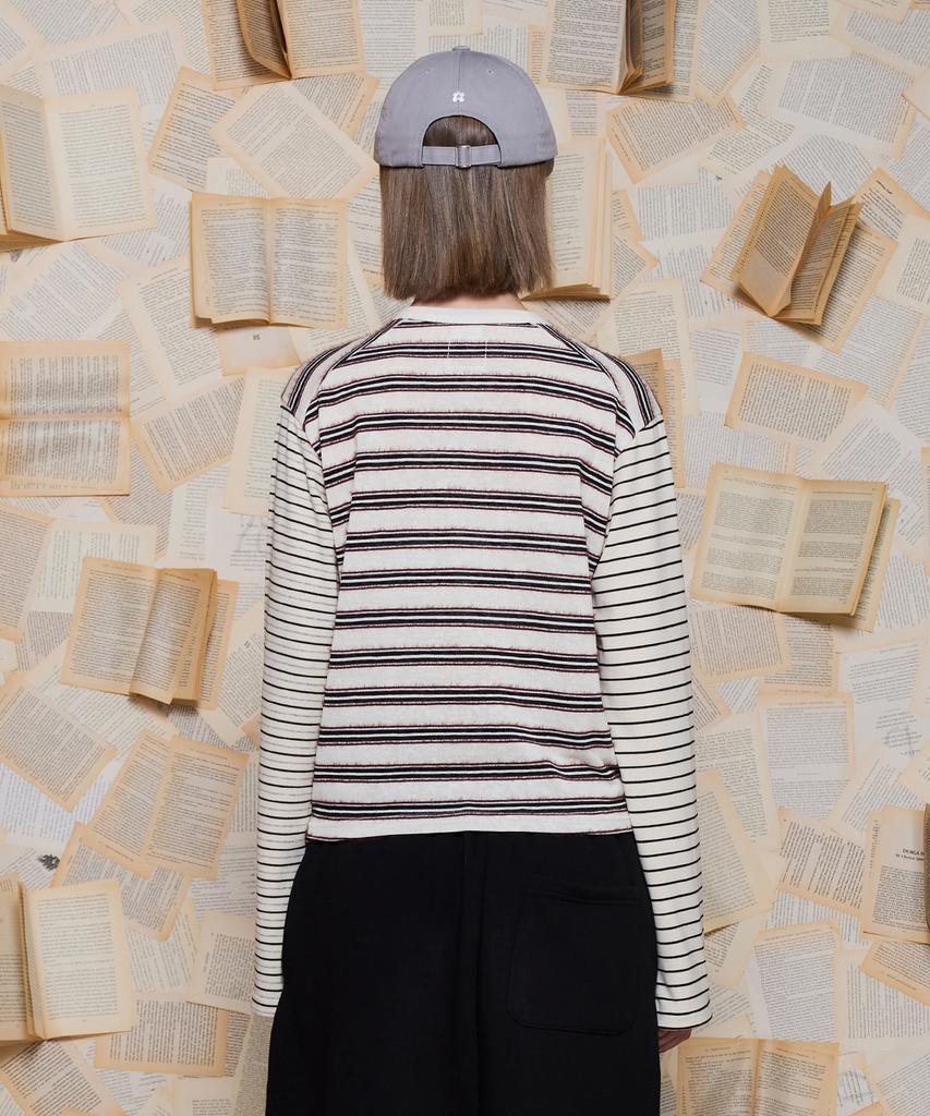 UNALLOYED Mixed Stripe Zip-Up Knit / Ivory