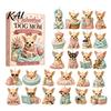 Dog Advent Calendar 24 Day Calendar, Cute 2D Flat Chihuahua Hanging Ornaments, Decorative Ornaments for Owners Different Acrylic Pendants Holiday Home