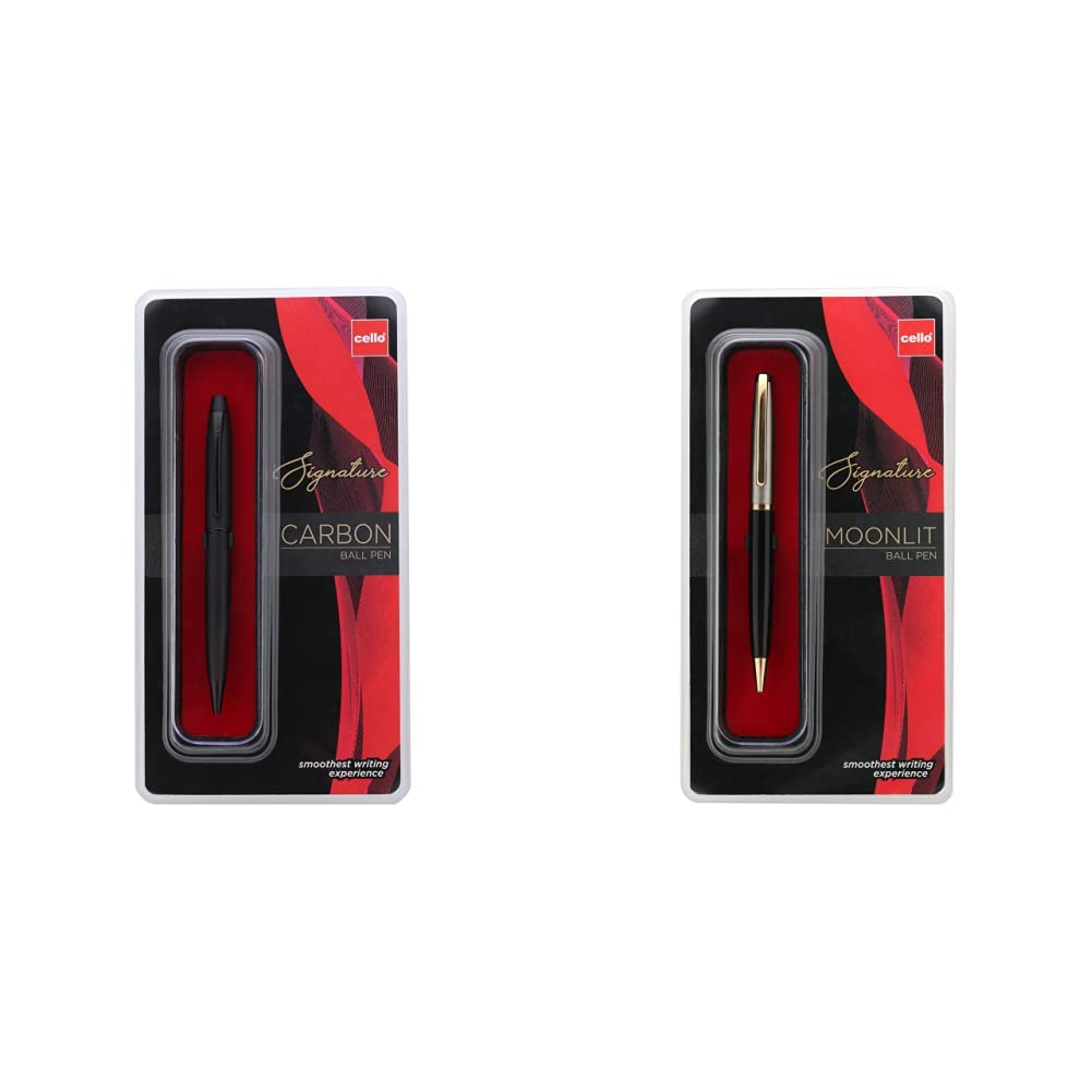 Cello Signature Carbon Ball Pen Blue 0.7 mm Matte Black Metal Twist Pen For Smooth Writing Office School Use