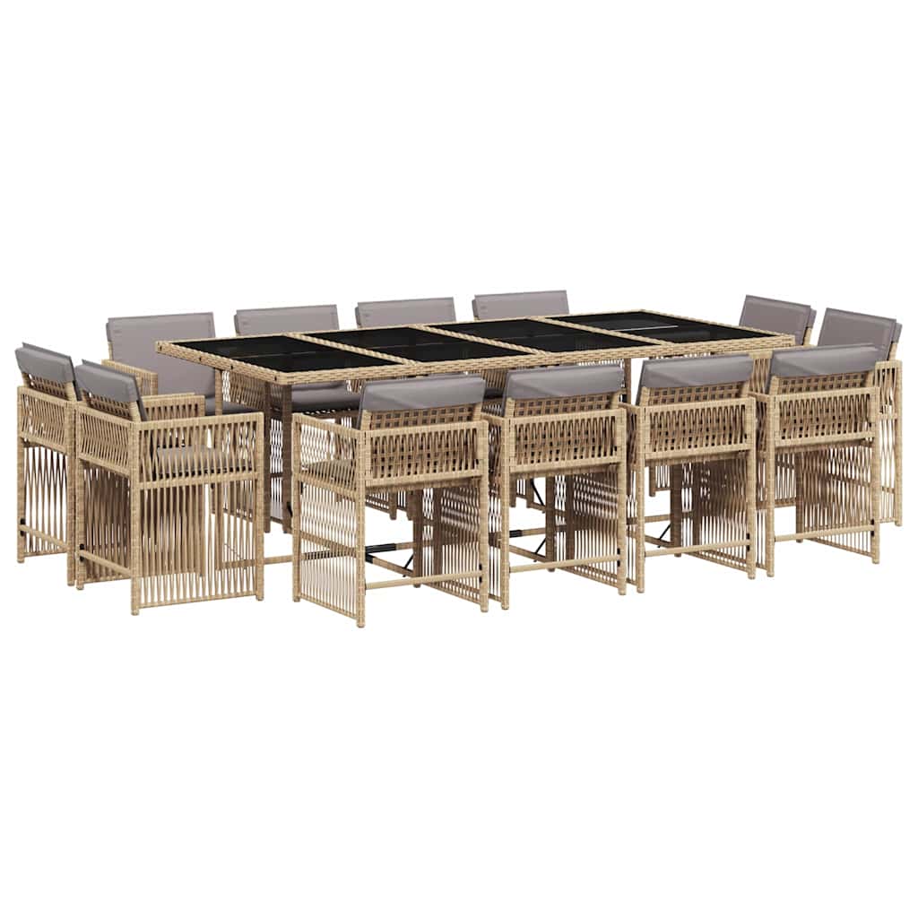 Vidaxl 13-Cz Garden Furniture Set, Cushions, Mixed Beige, Rattan Pe