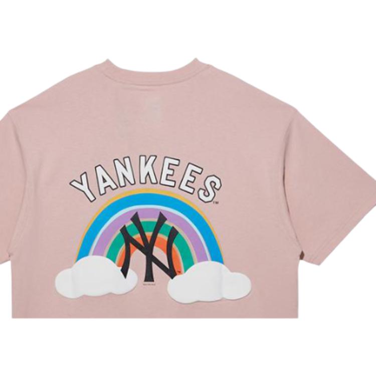 New Era SS22 Letter Rainbow Print Short Sleeve T-Shirt Unisex T-Shirt Pink 13280313