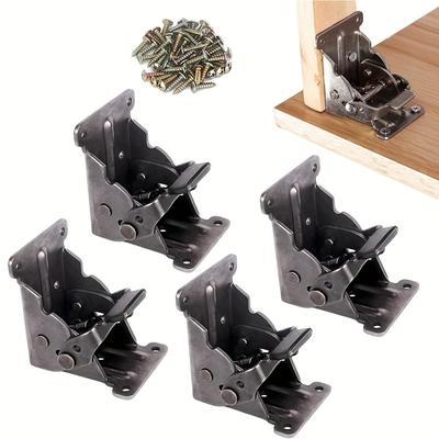 2/4pcs Folding Bracket  Heavy Duty Folding Self-locking Hinge 0/90/180 Degree Folding Hinge Bracket Lock Extension Support Piece