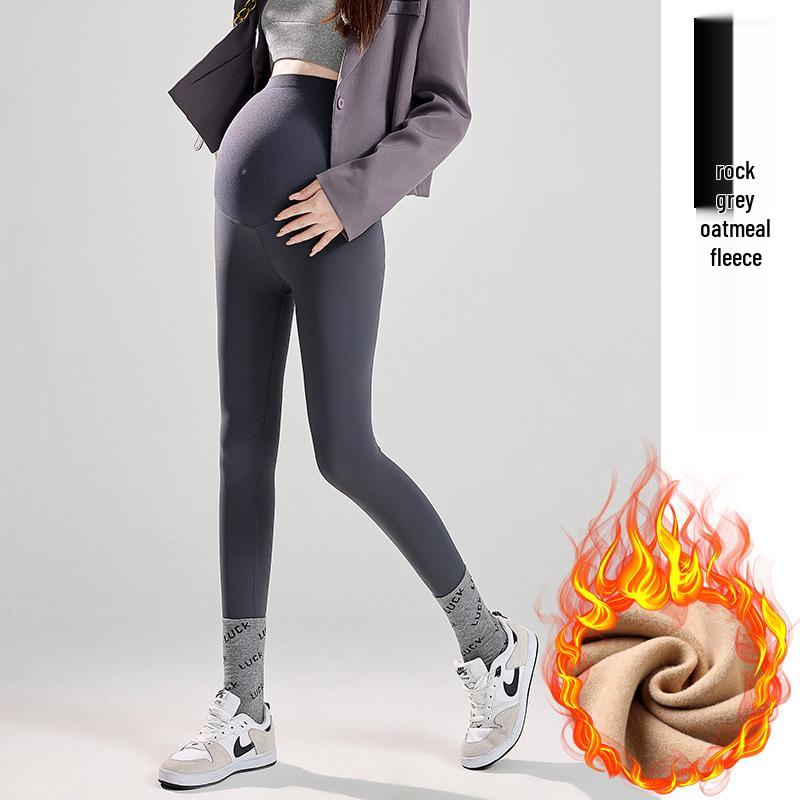Nahtlose Umstands-Sharkskin-Leggings mit Bauchstütze und Samtfutter für Herbst und Winter