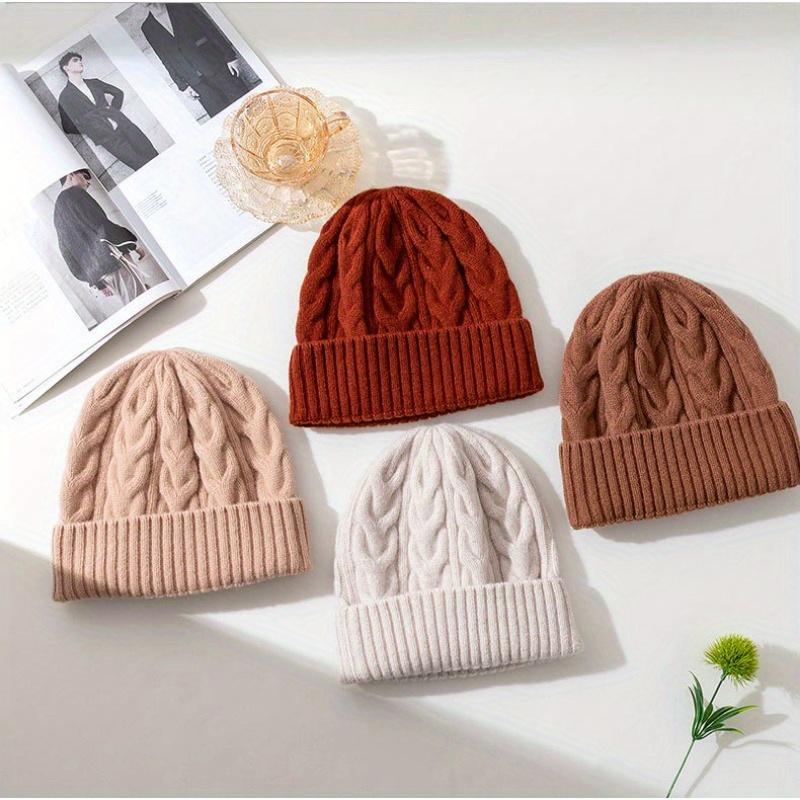 Cappello invernale da donna Autunno Unisex Fatto a mano Donna Cappello caldo 100% Lana Lavorazione a trecce Berretto Cappelli da ragazza Donna Berretto Donna Cappelli Spessi Chunky Elastici
