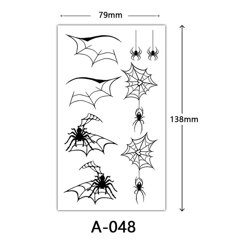 Halloween Tattoo Sticker, Skull Reaper Sickle, Black Bat Tombstone Pumpkin Tattoo