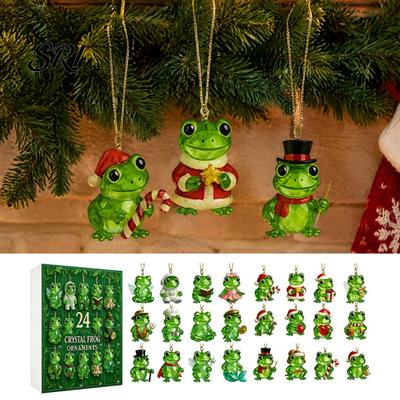 Creative Gift for Frog Lovers Faux Crystal Advent Calendar 2026, 24 Days Christmas Countdown with Animal Shaped Decorations Ornament, Funny