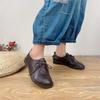 Johnature Chaussures plates à lacets en cuir véritable pour femmes, bout rond, décontractées, faites à la main, confortables, couleur unie