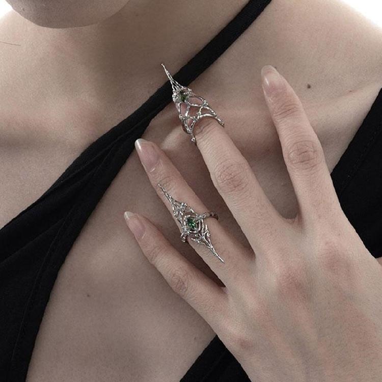 Set of 2 Unique Hollow Finger Tip Bone Rings Fashion Joint Open Ring Comfortable Holllow Rhinestones Rings Accessories