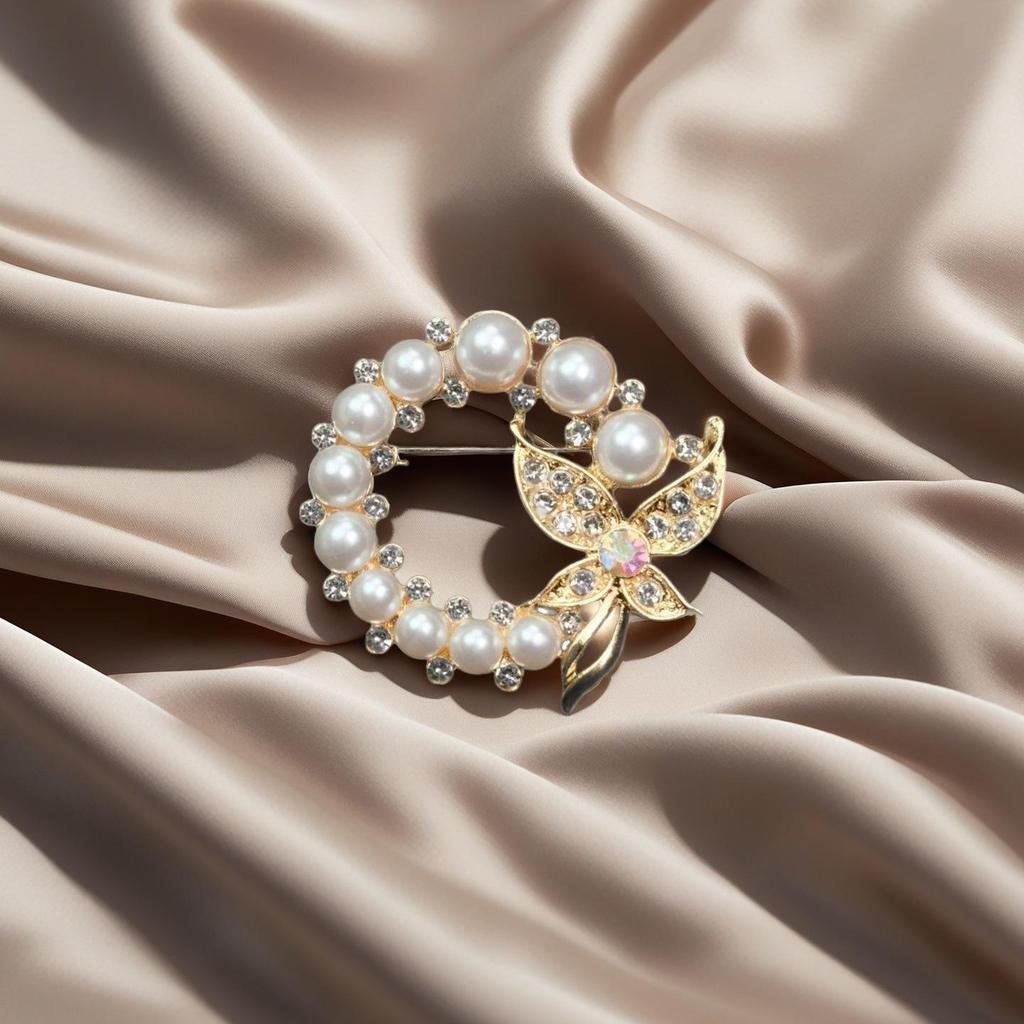 Elegant Women's Pearl Bow Brooch - Japanese & Korean Anti-Exposure Pin 