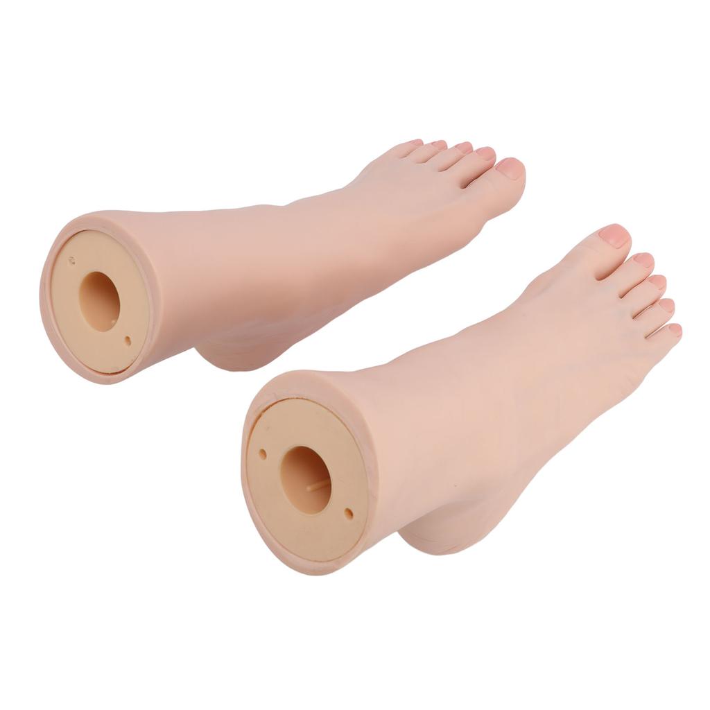 Silicone Foot Model Soft Touch Flexible Joint Positioning Realistic Mannequin Foot for Nail Art Jewe