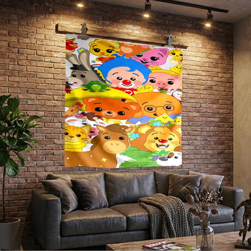 Happy Plim Friends Printed Tapestry, Wall Hanging,Livingroom, dormitory, Large Wall Decor, Fabric Decor Fan Birthday Gifts