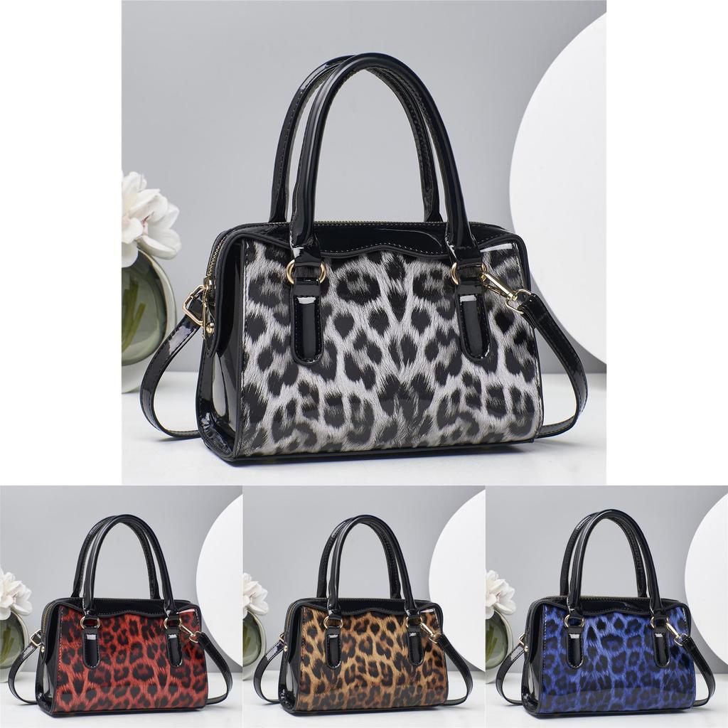 Fashion Leopard Print Women Casual Glossy Shoulder Bag For Daily Urban Style