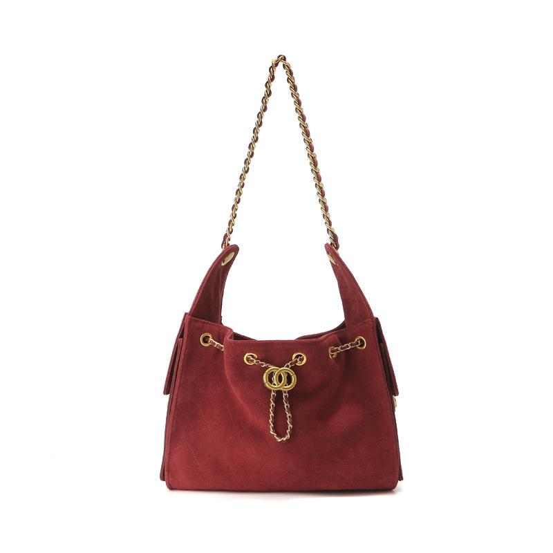 Ringotto Bag, Matte Leather, Small Fragrant Suede Chain, Underarm Bag, Suede Leather, Shoulder Commuter Bag, Women's