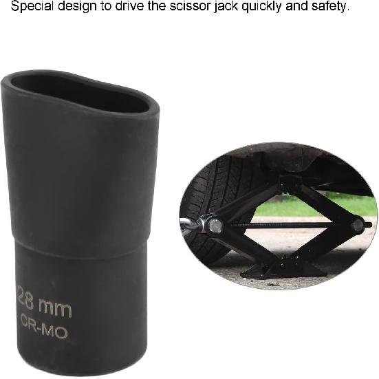 Adaptador para Macaco de Tesoura, Metal Preto de 1/2 polegada Macaco de Tesoura de Acionamento Rápido para Macacos(28 mm)