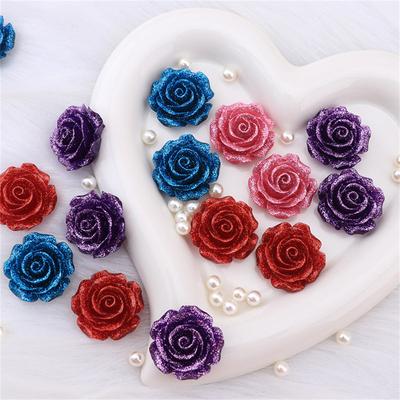 10 buc Rășină Sclipici Sclipitor Floare Trandafir Spate Plat Cabochons Pentru Decorațiuni Card DIY Bijuterii Artizanat Embellishments