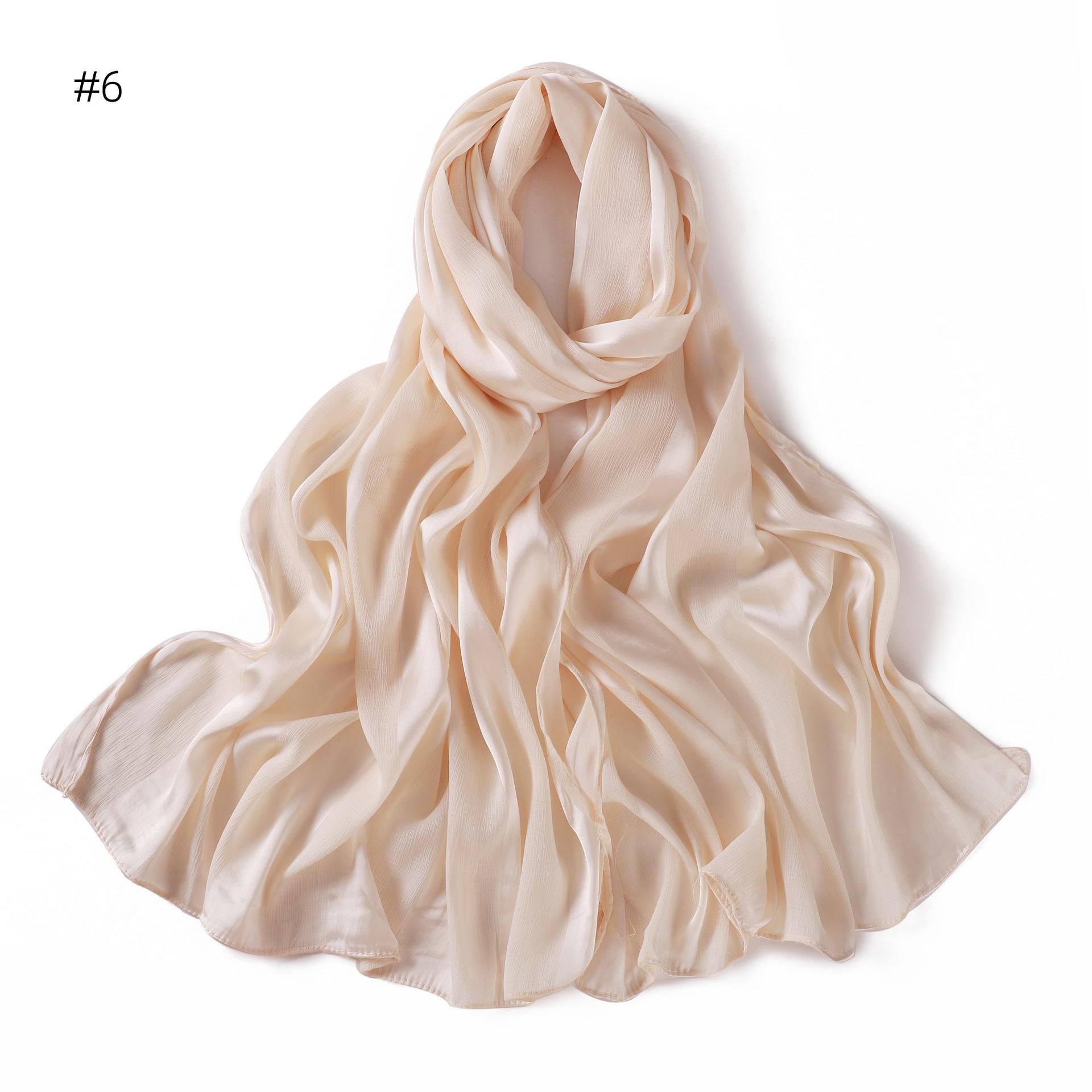 

Новый хиджаб из жатого шифона из шелка для женщин, мерцающий шарф, вечерние шали, мусульманский головной платок, обертывания, исламская повязка на голову, тюрбан 180*70см