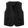 Girls' Fashionable Casual Solid Color  Plush Short Vest Jacket