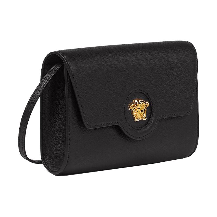 Versace La Medusa Medusa Head Embossed Logo Light Grain Calfskin Shoulder Crossbody Bag Women Bags Black 1000814-DVIT2T-1B00V