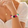 Bohemian Multi Color Resin Bead Bracelet for Women,18K Gold Plated Stainless Steel, Waterproof Summer Beach Vacation Jewelry