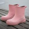 Women's Waterproof Non-Slip Korean Style Fashion Rain Boots - Slip-On Short Tube Design for All Seasons