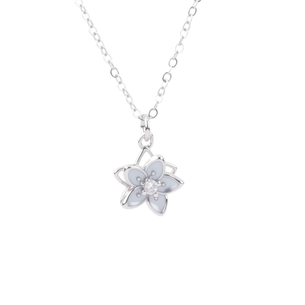 Women Minimalist Fashion Rotatable Jasmine Pendant Hollow Clavicle Chain Necklace