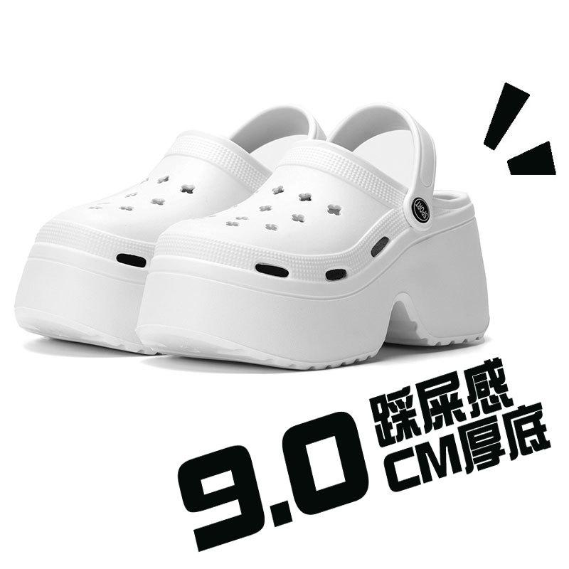 Cm îmbrăcăminte exterioară de vară papuci muffin cu talpă groasă sandale de plajă de malul mării, pantofi cu găuri cu toc pentru femei respirabili două moduri de purtare