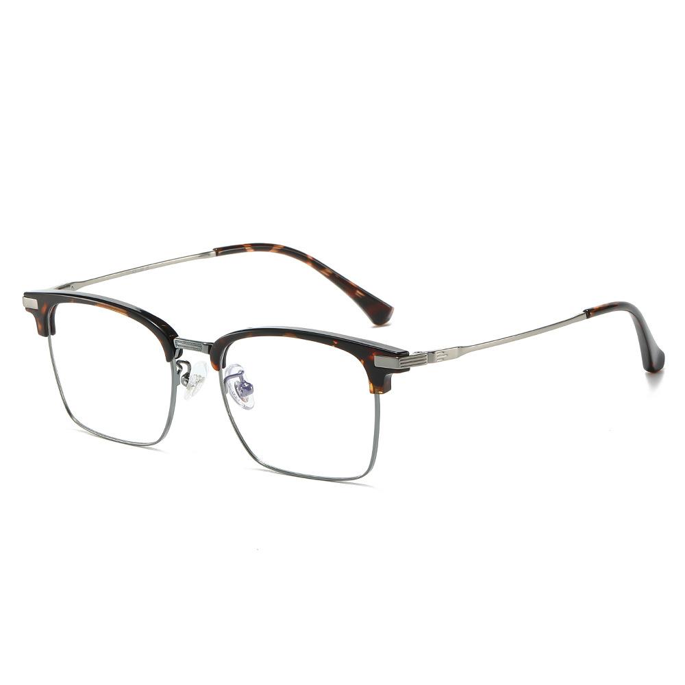 Ultra-Light Pure Titanium Square Business Glasses Frame Myopia Glasses Frame Men'S Models Can Be Matched With Degree Business Men'S Half Frame Glasses