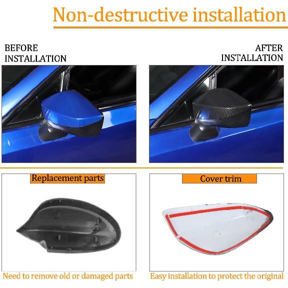 Car Side Mirror Decoration Compatible With Subaru BRZ & Toyota 86 2012-2020, Rear View Mirror Cover Cap Trim Made of ABS (Carbon Fiber Pattern)