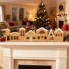 Foldable Christmas Village Decor with LED String Lights Gingerbread House Set Holiday Tabletop Ornaments for Home Office Mantel