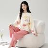Cotton Pajamas Set Women Loose Fit Sleepwear Long Sleeve Two-Piece Loungewear Home Wear Comfortable Outfit Plus Size Options Breathable Fabric