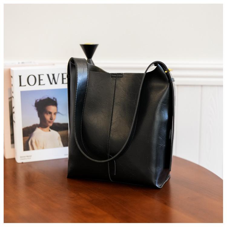 

202 новая сумка-тоут из 4 предметов, сумка-ведро в стиле ретро, комплект из двух предметов, сумка-мессенджер большой вместимости для поездок на работу One size чёрный