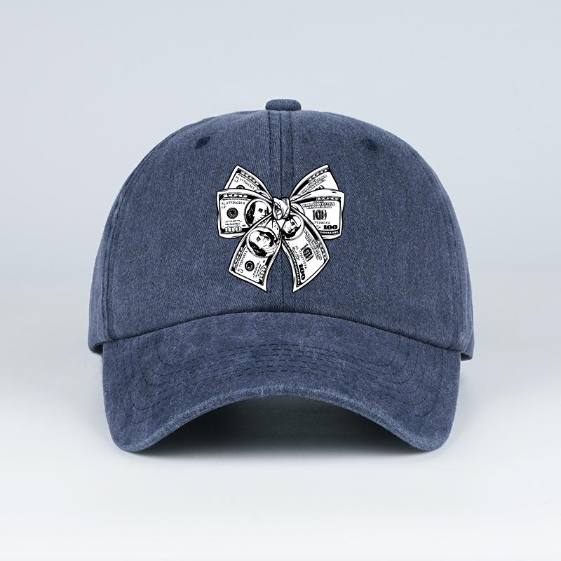 MLFO Dollar Bow Washed Baseball Cap Moneyinspired fashion stateUnisext Daily commuting Fashion enthusiasts Holiday gift
