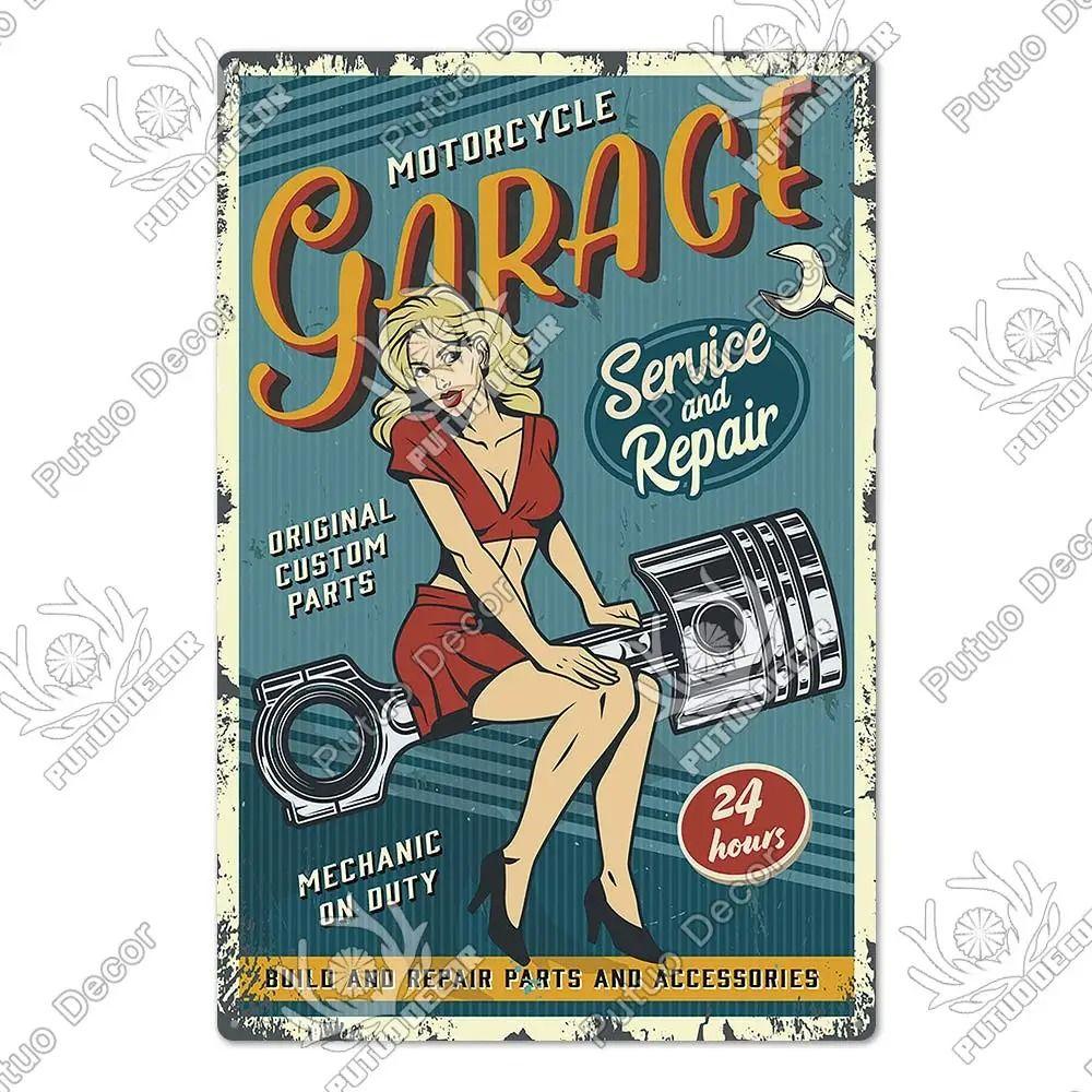 Metalowy Znak Ścienny Garage Bar, Tabliczka Dekoracyjna Wnętrza Samochodu 20x30cm
