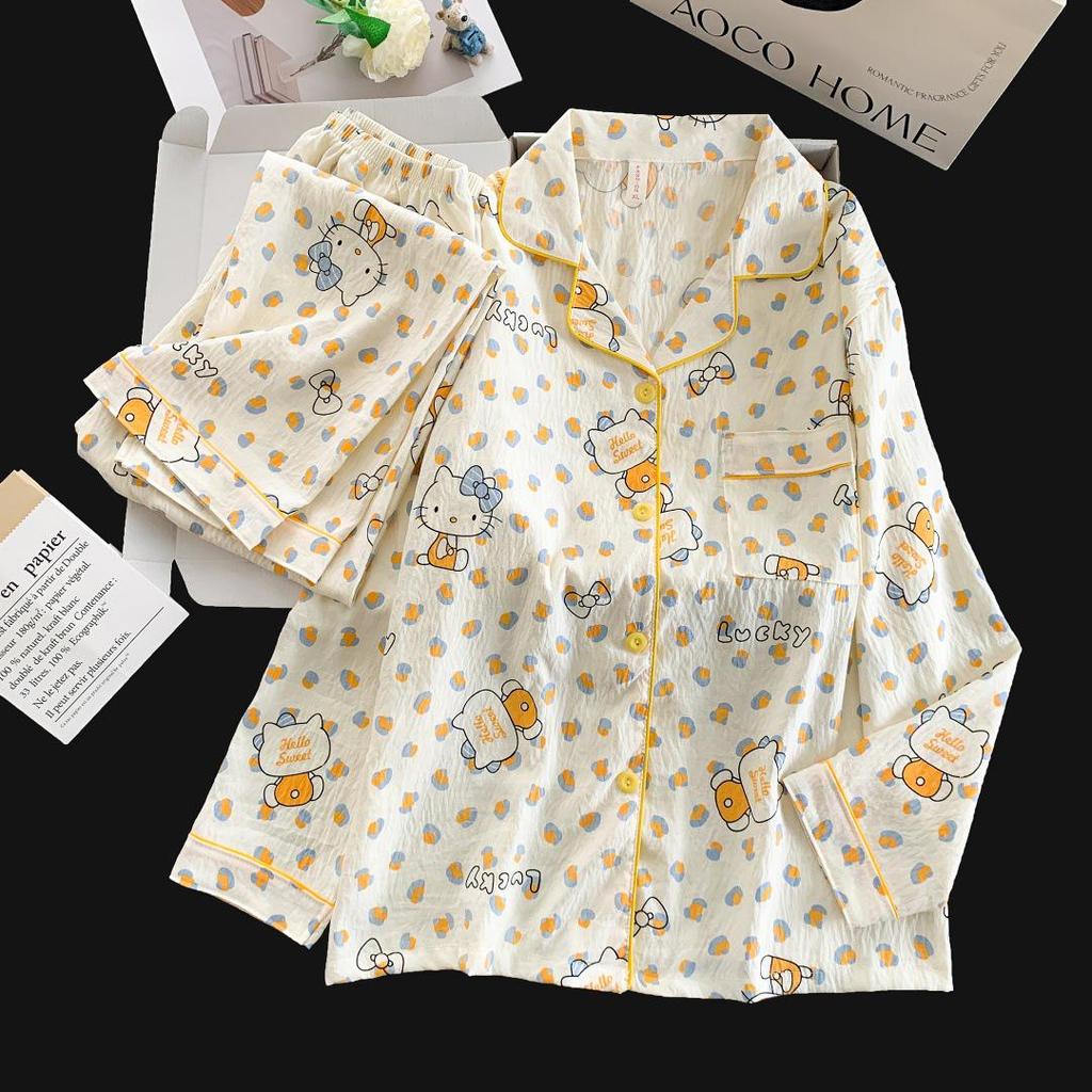 2026 Spring/Autumn Women's Cloud Cotton Pajama Set - Sweet, Long-Sleeve Top & Pants