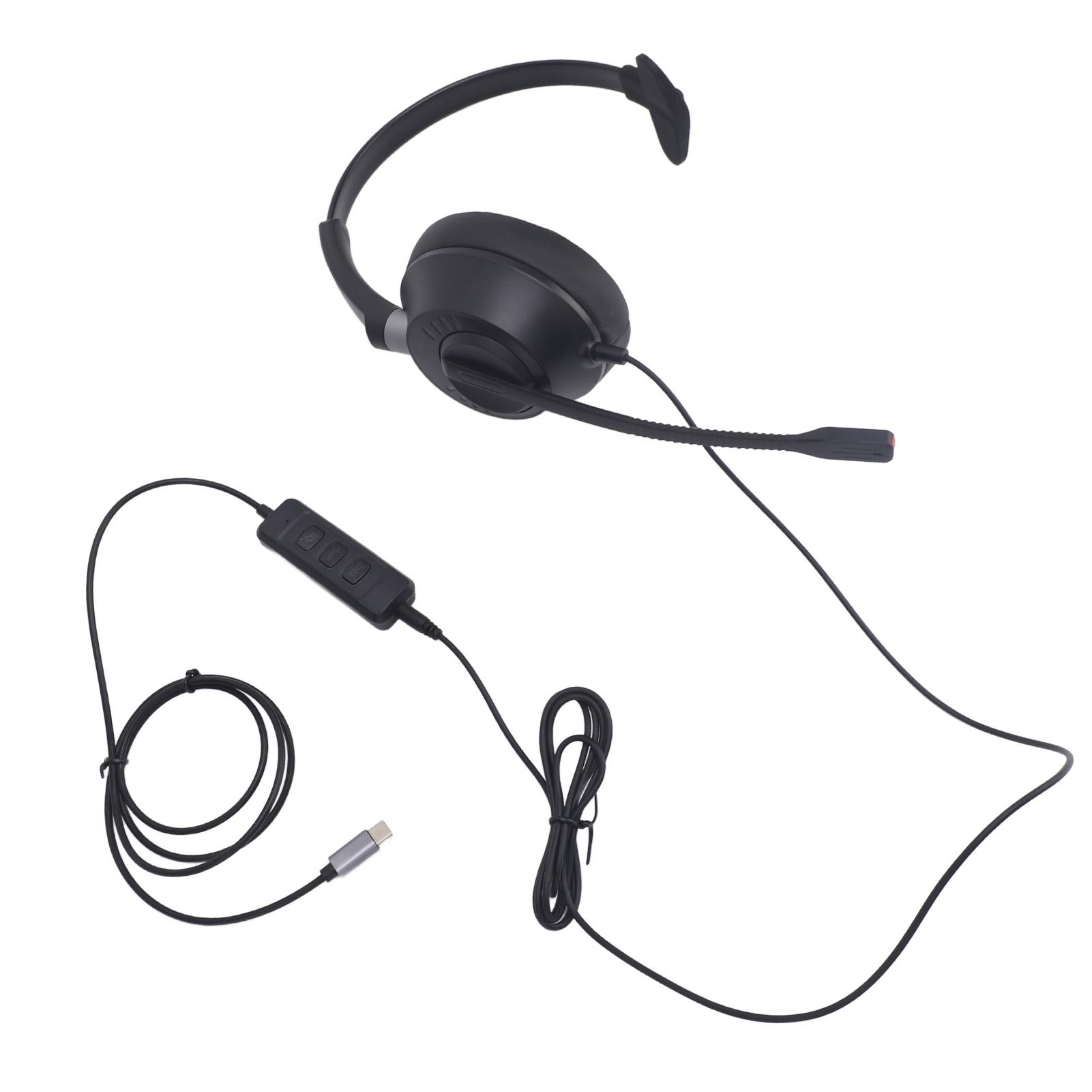 

USB C Hdset with Mic for PC, USB and 3.5mm, Single-r Phone Hdset for Calls and Music, Noise Cancellation Microphone with In-Line Control