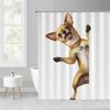 Cute Pet Dog Bathroom Shower Curtains With Hooks,Chihuahua Dog Peeking Around Corner Shower Curtain Waterproof Fabric Shower