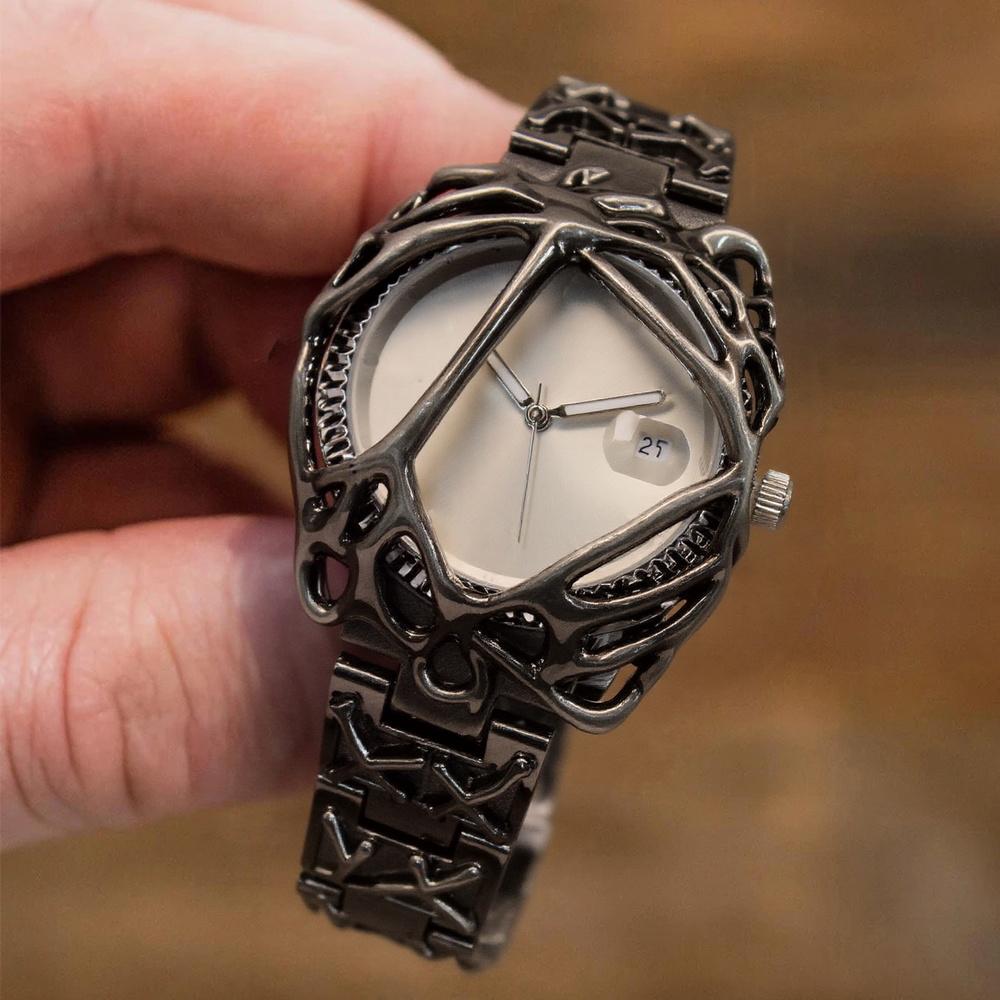 2025 Y2K Antique Alabaster Quartz Watch Men Retro Black Strap Red Medieval Old Unique Creative Men's Watches Luminous AAA Clock