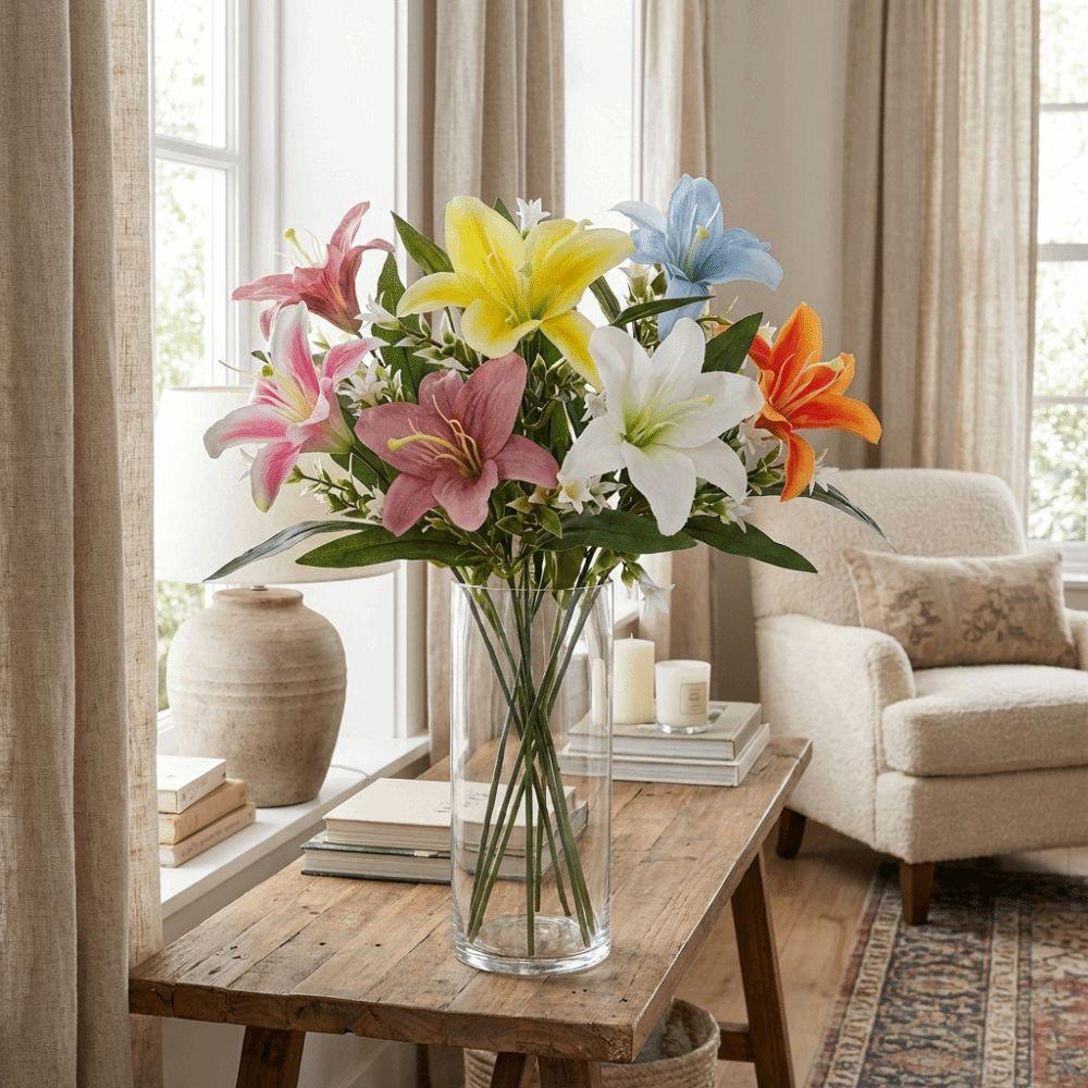 Plastic Artificial Flower Branch Real Touch Wedding Bouquets Silk Fake Bouquets  Home Decor