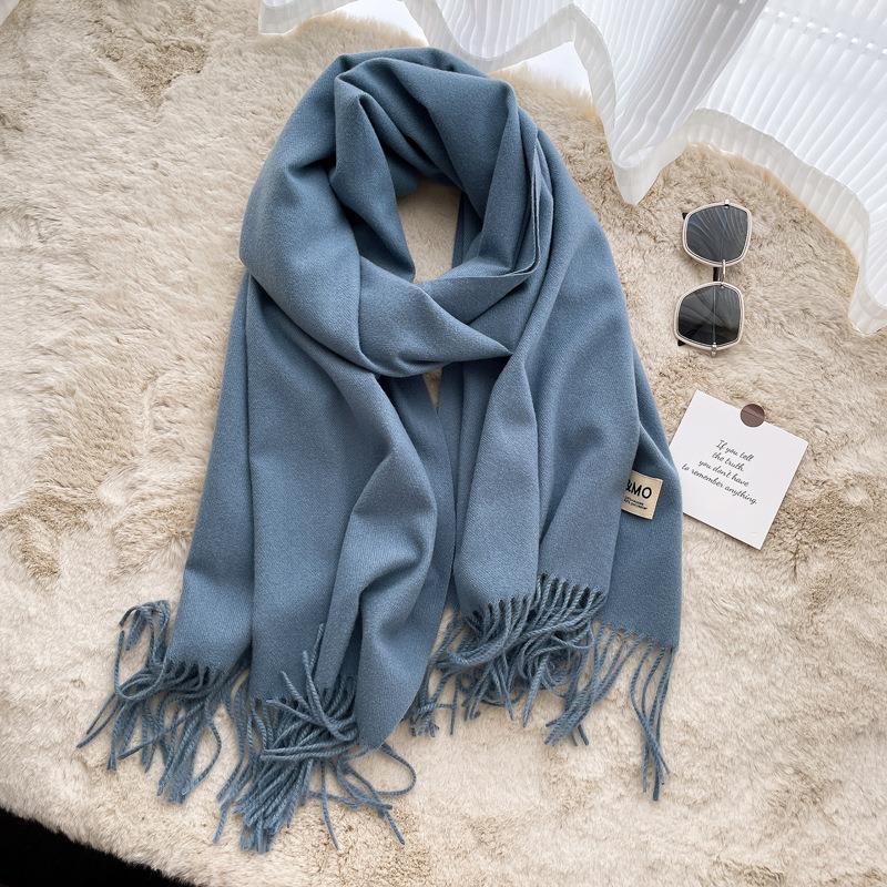 Solid color imitation cashmere scarf women's winter men's couple shawl dual-purpose warm long thickened