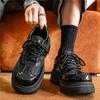 Herfst nieuw dikke zool verhoogd slijtvast buitensport vrijetijdsschoenen zwart leer