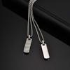 Small Vertical Bar Necklace for Men,Silver Color Cutting Surface Square Pendant Necklace,Hiphop Simple Jewelry