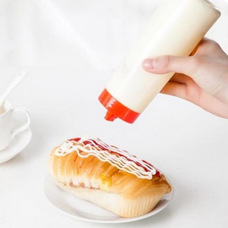 4 Holes 300Ml Sauce Bottle Resin Ketchup Oil Squeeze Dispenser Cruet Kitchen