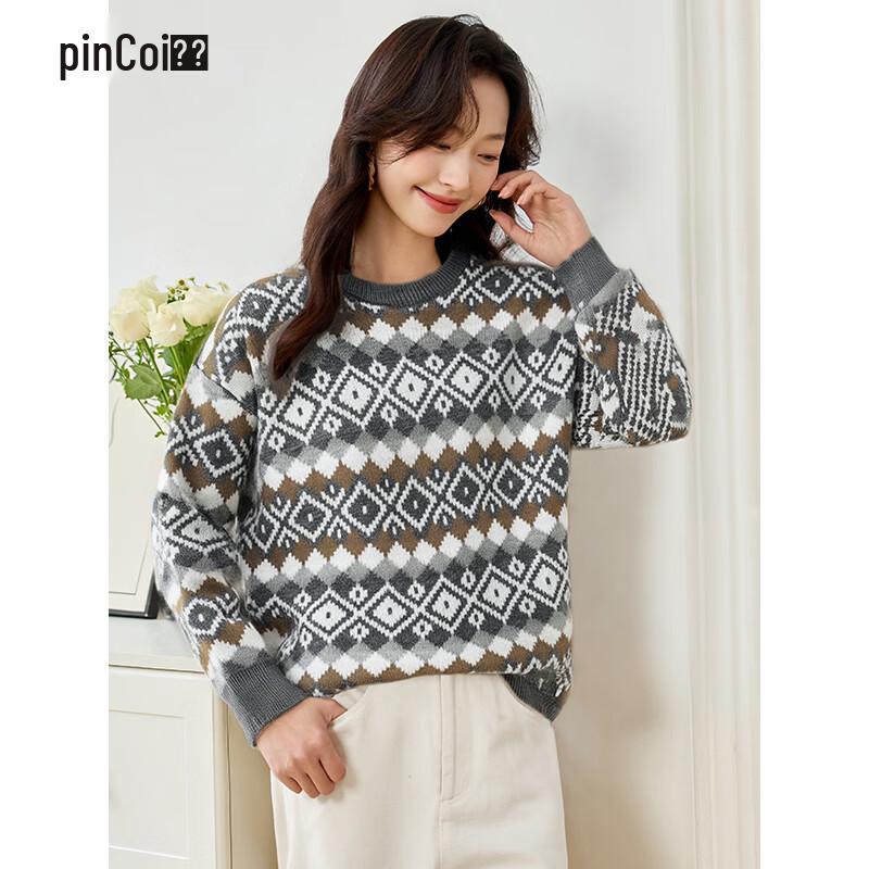 Women s Checkered Pullover Knit Sweater M