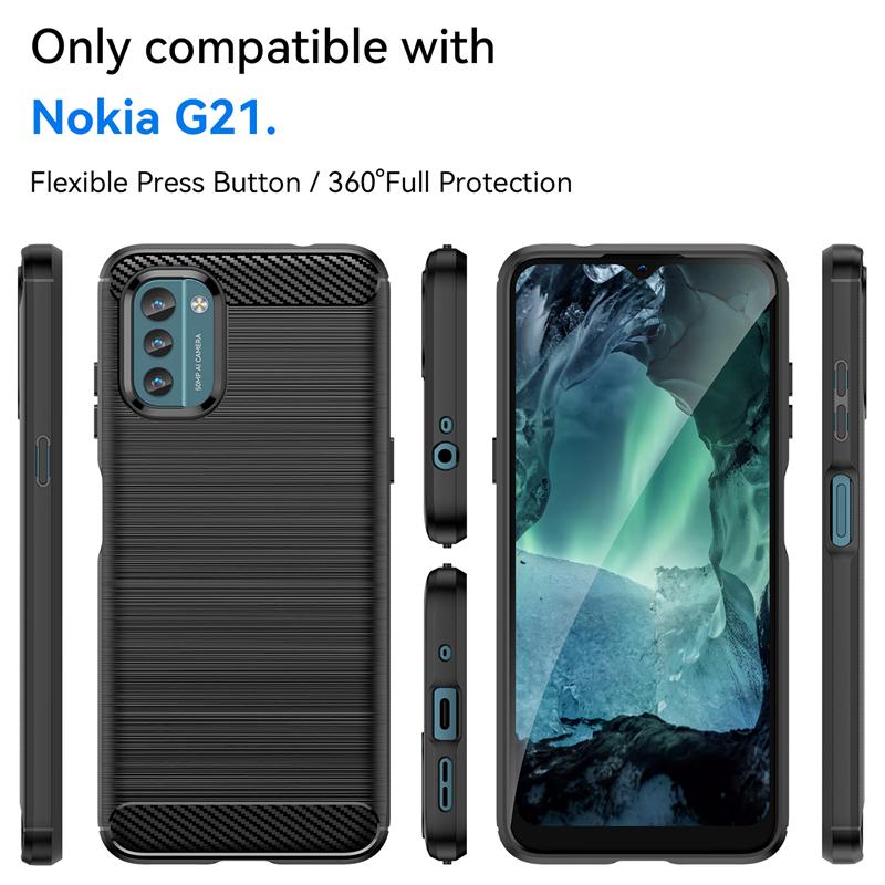 Für Nokia G21 Hülle Für Nokia G21 G11 G20 G10 X100 C21 Plus Silikon Anti-Klopf Carbon Fiber Rückseite Hülle Für Nokia G21 Hülle