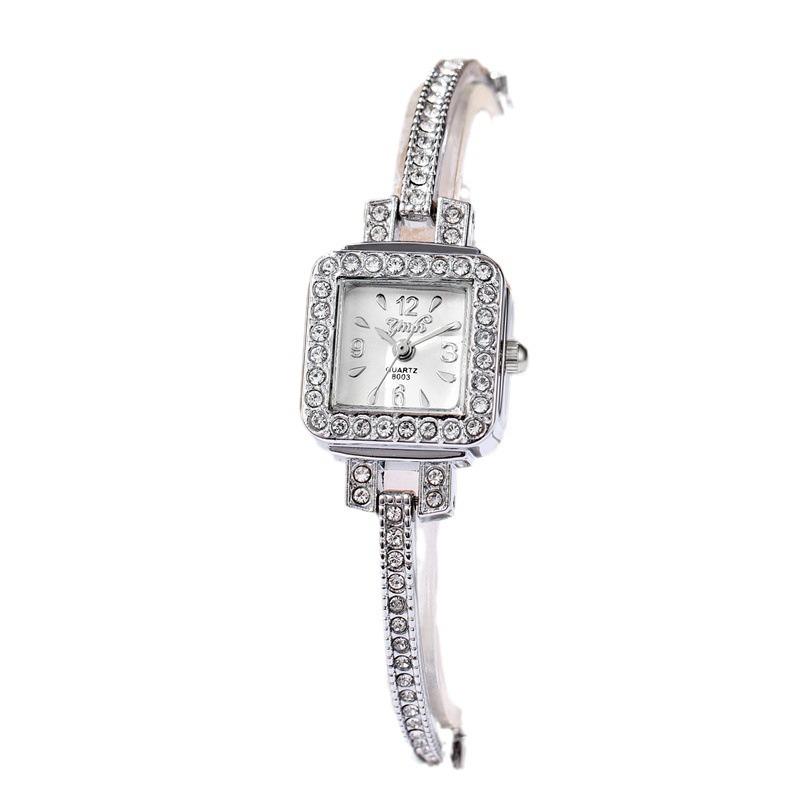 Elegant Women's Square Diamond-set Watch with Steel Band - Stylish Bracelet, Ideal for Parties and Students, High-end Niche Design