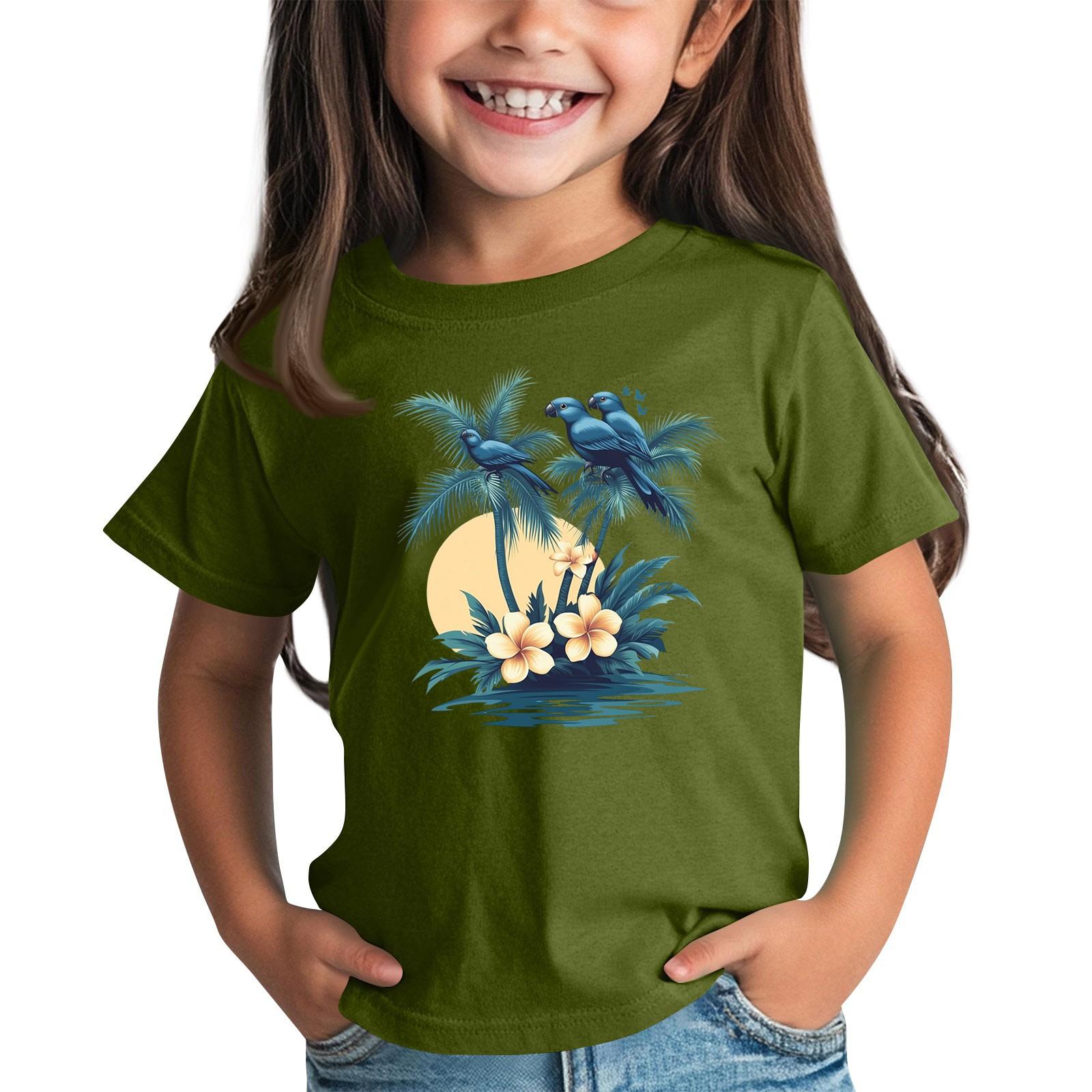 

Детская модная повседневная футболка с круглым вырезом и короткими рукавами 100 армия зеленый