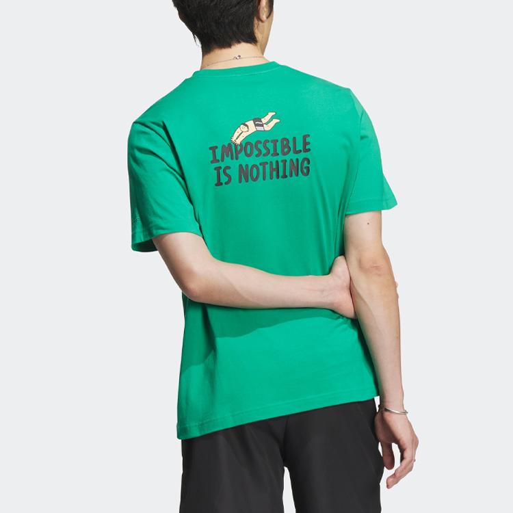Adidas Graphic Story Tee Letter Cartoon Print Sport Casual Short Sleeve T-Shirt Men Tops Grass-Green IA8118
